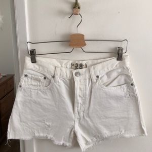 Free People white denim shorts
